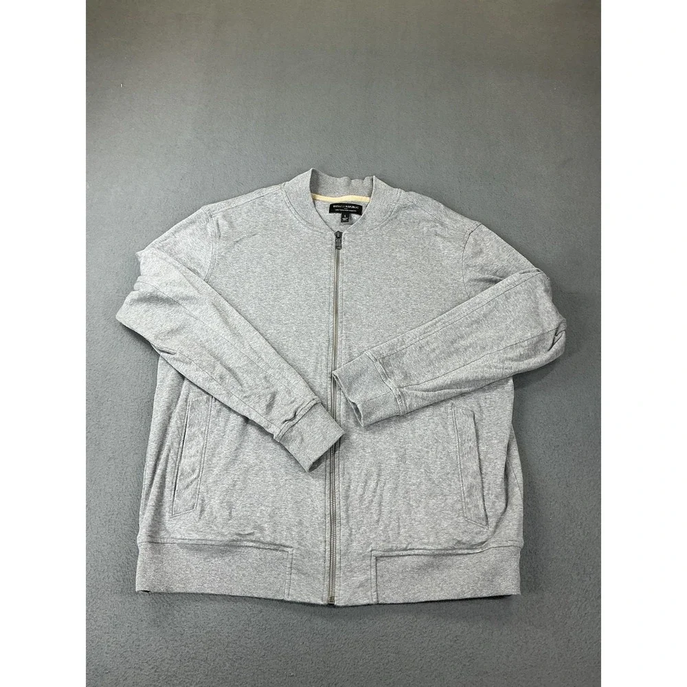 Banana‎ Republic Sweatshirt Mens Large Gray Luxe Touch Full Zip Fleece Jacket
